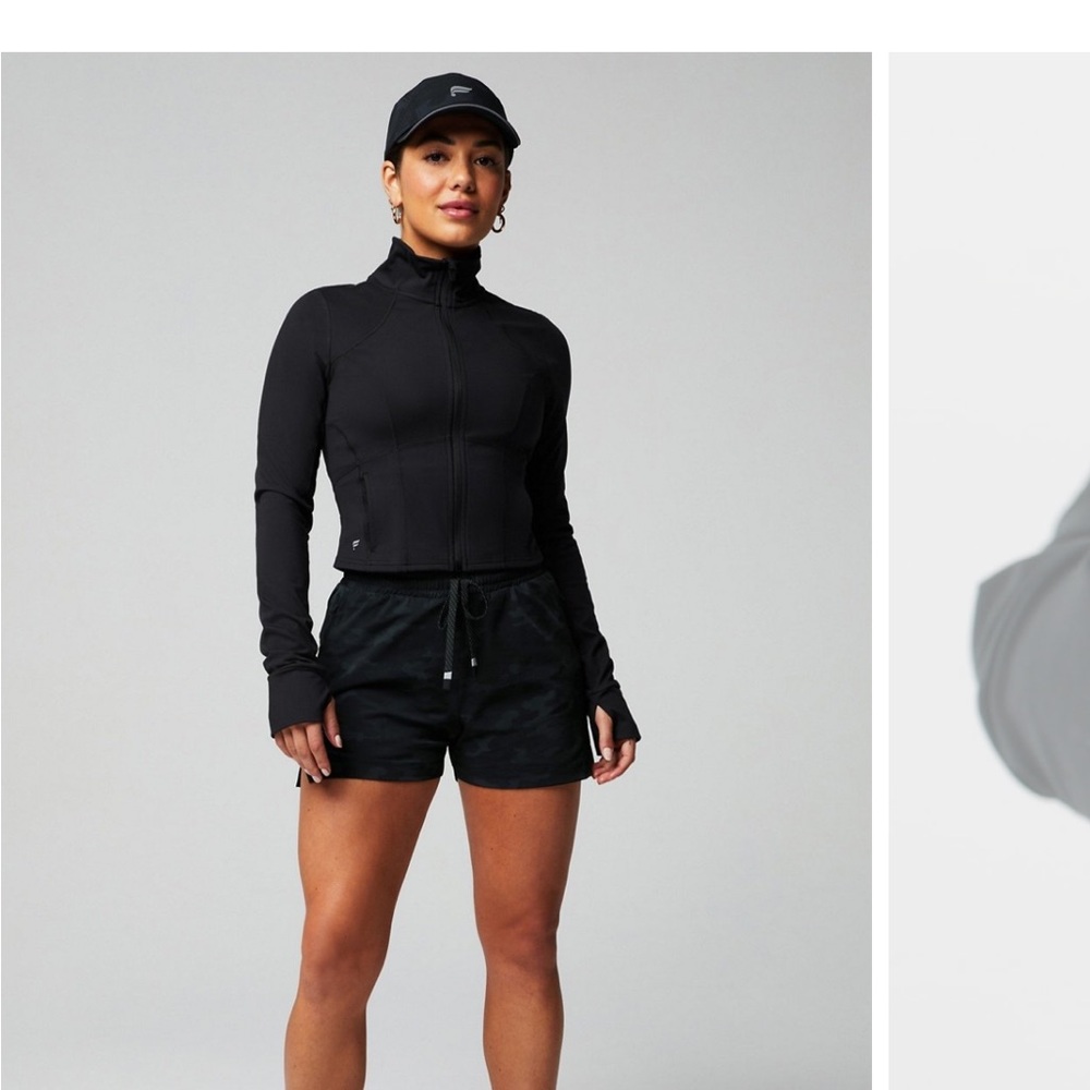 Fabletics Black Zip-Up Cropped Jacket